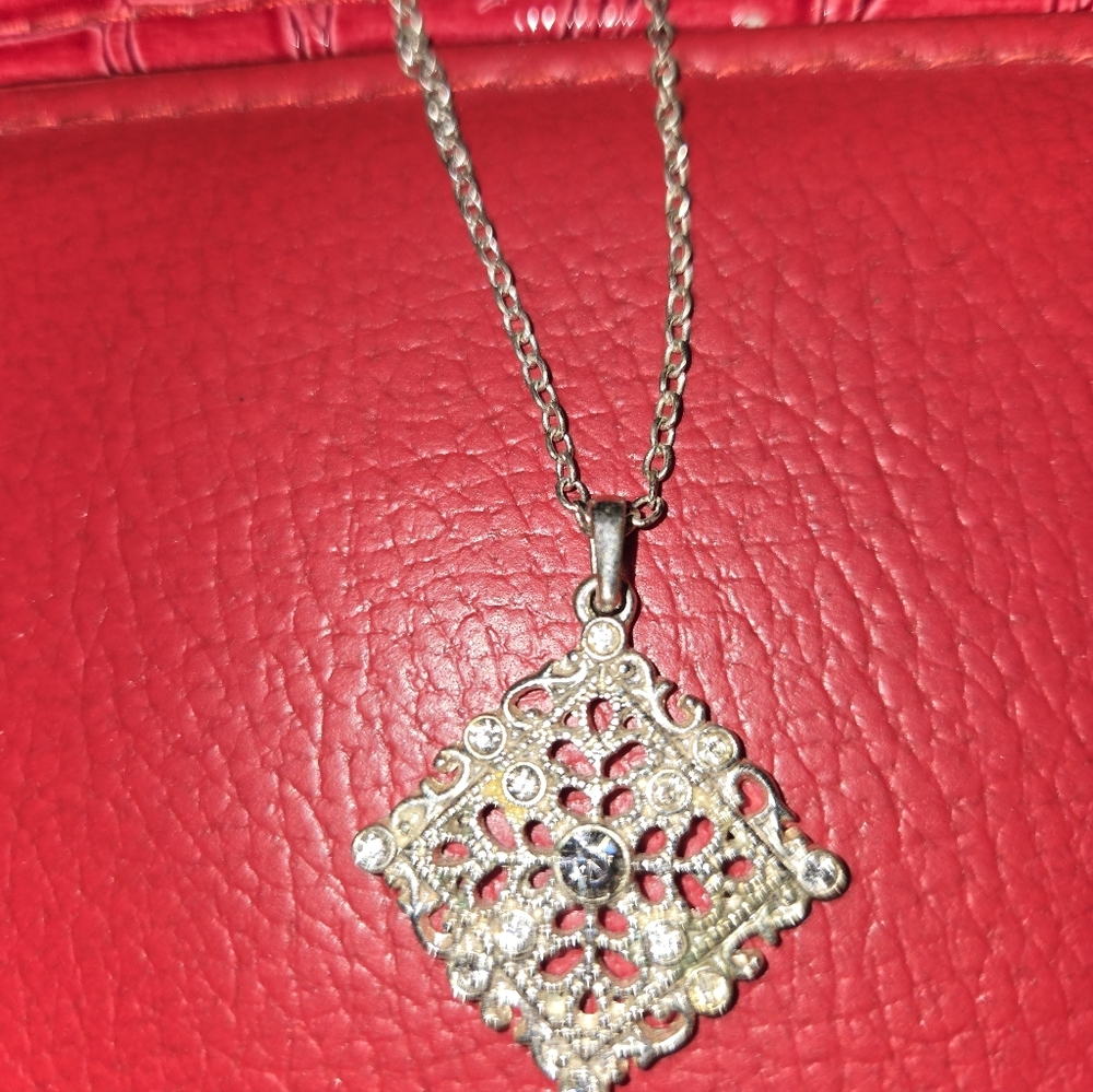 Delicate Crystal Filigree Pendant Necklace